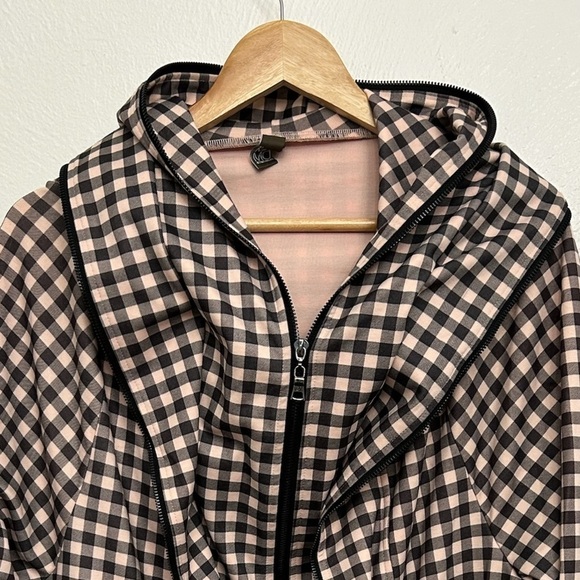 MYMO My Movement Double Zipper Hooded Pink Black Gingham Plaid Jacket Size XL - Picture 5 of 13